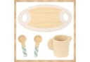 KRUZZEL Spielküche Teeservice Holz Kinderküchenset Tablett Teekanne Tassen Löffel Grün Bild 3