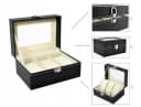MALATEC Uhrenbox mit 3 Fächern Schwarz Öko-Leder Bild 5