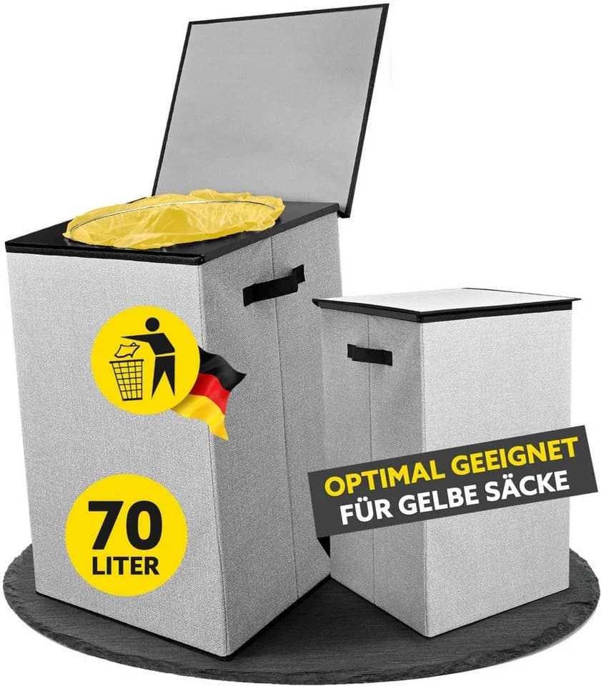 HANDFILL Flaschensammler Wäschekorb & Müllsackständer 70L Grau - Bild 2
