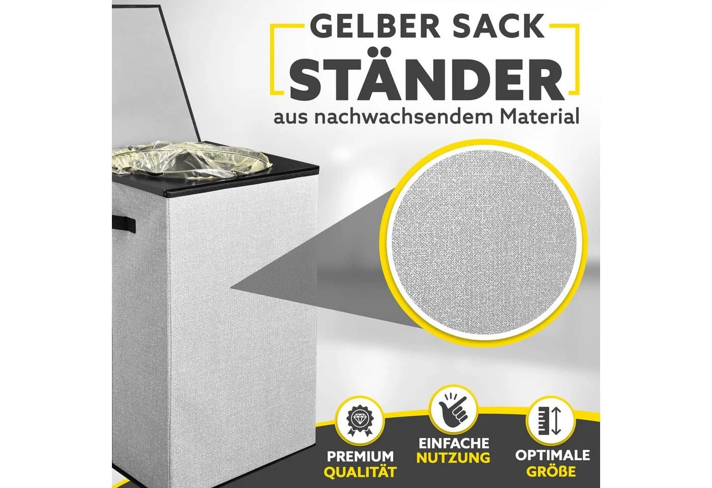 HANDFILL Flaschensammler Wäschekorb & Müllsackständer 70L Grau - Bild 4