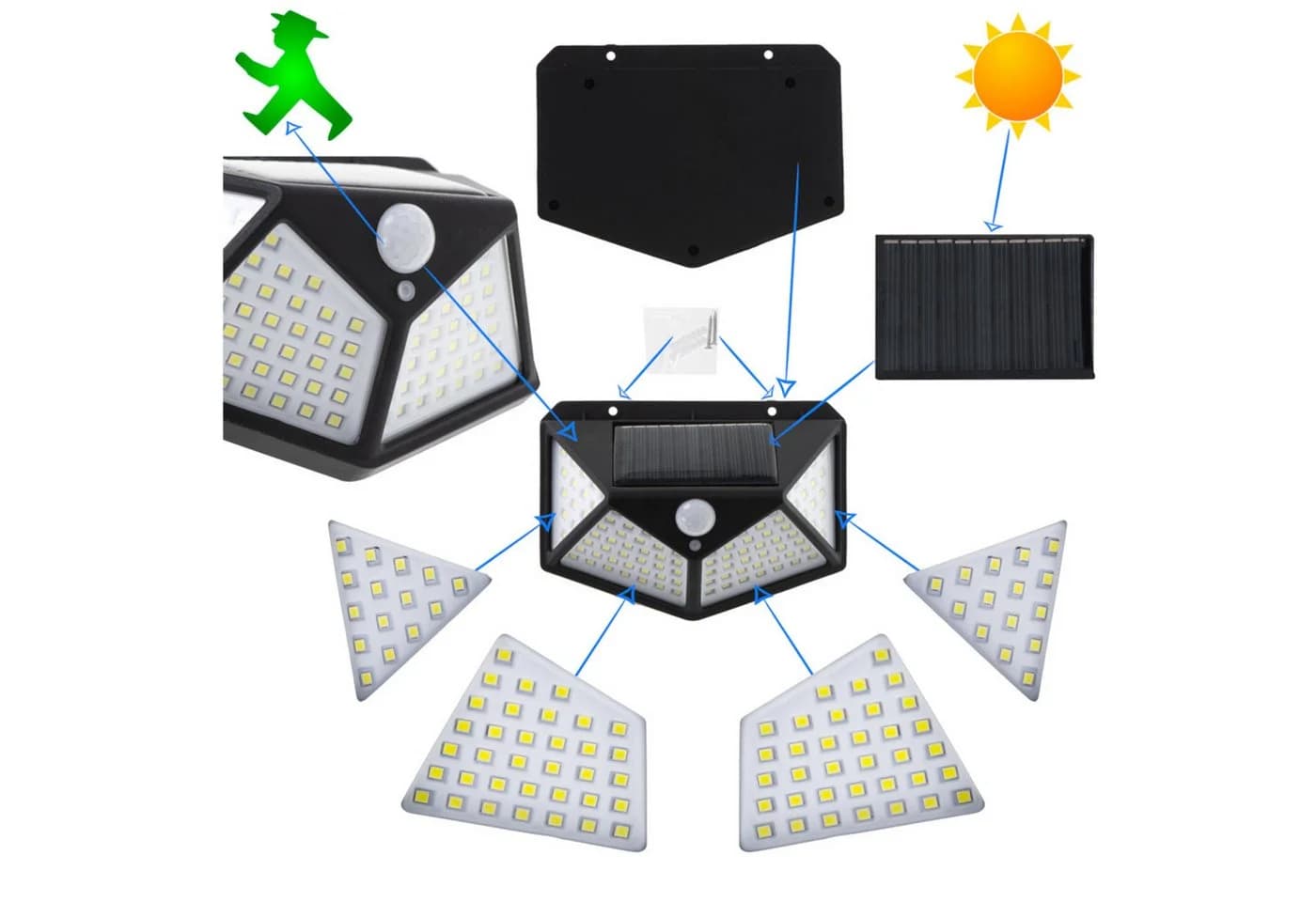 Ikonka LED Solarleuchte Außenwandleuchte 100 LEDs Schwarz - Bild 4