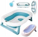 LA CUTE Babybadewanne Faltbare mit Thermometer und Sitz Blau/Rosa/Weiß Bild 2