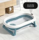 LA CUTE Babybadewanne Faltbare mit Thermometer und Sitz Blau/Rosa/Weiß Bild 4