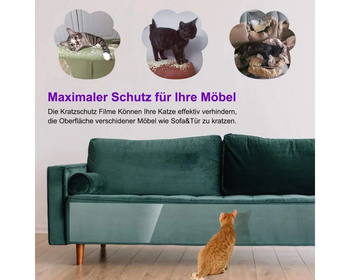 LA CUTE Kratzmatte Möbel-Kratzschutz Folie für Katzen & Hunde, Sofa Kratzfolie, Transparent - Bild 4