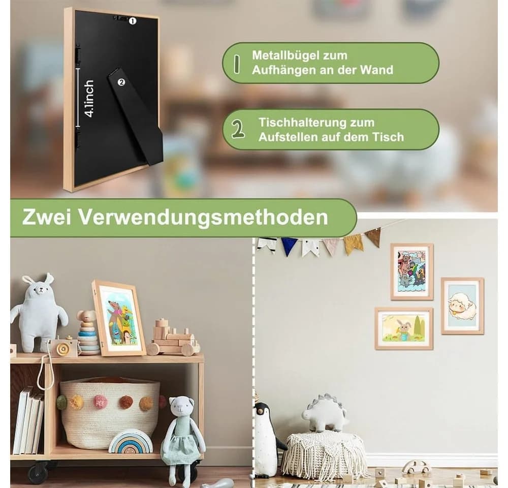 LA CUTE Bilderrahmen 4er Set befüllbar Frontöffnung A4 Braun - Bild 4