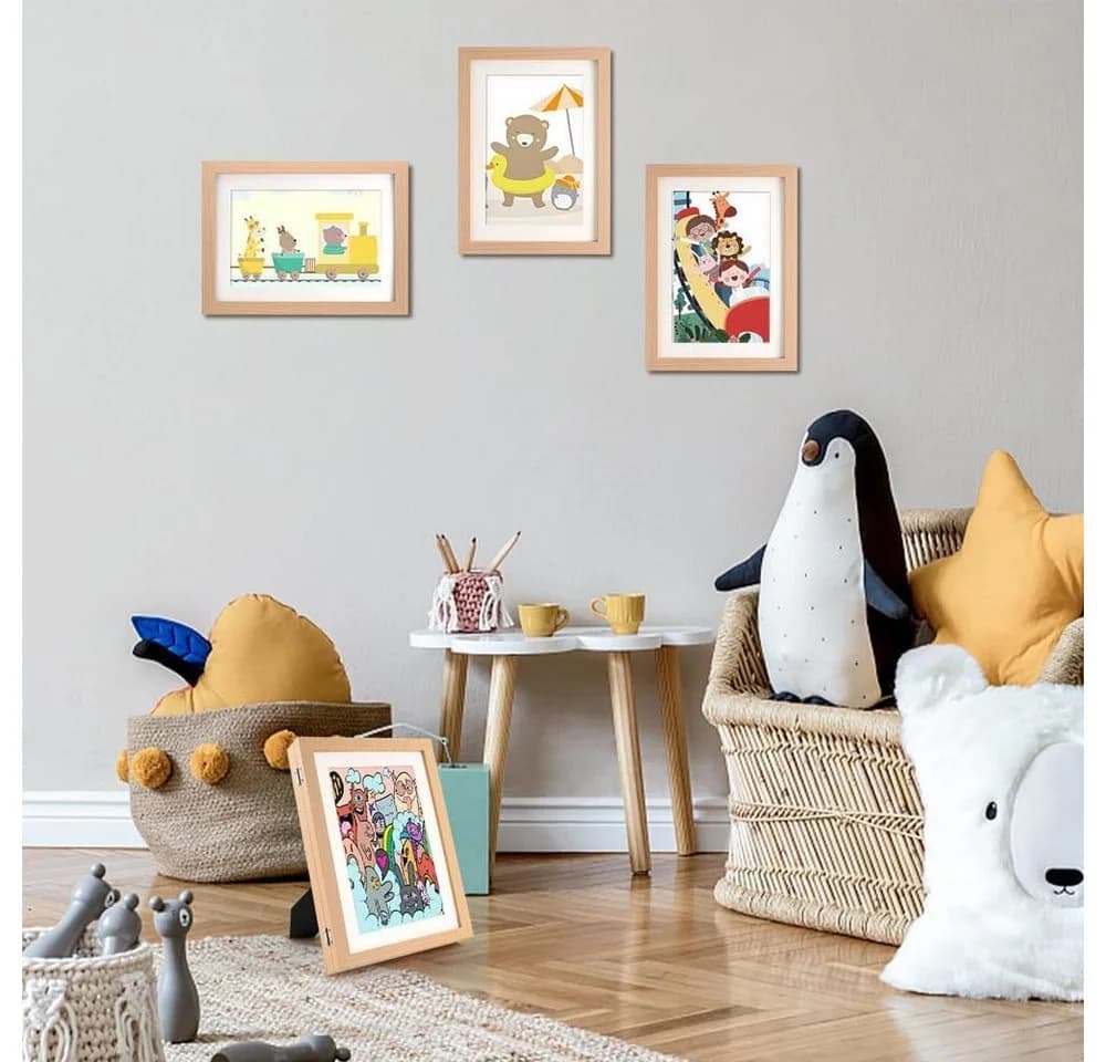 LA CUTE Bilderrahmen 4er Set befüllbar Frontöffnung A4 Braun - Bild 5