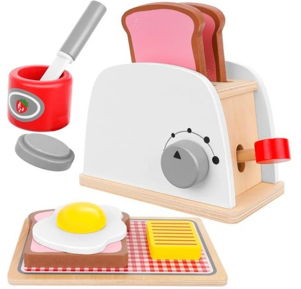 KRUZZEL Kinder-Toaster Holz-Toaster mit Zubehör: Kinderküchen-Spielset - Bild 2