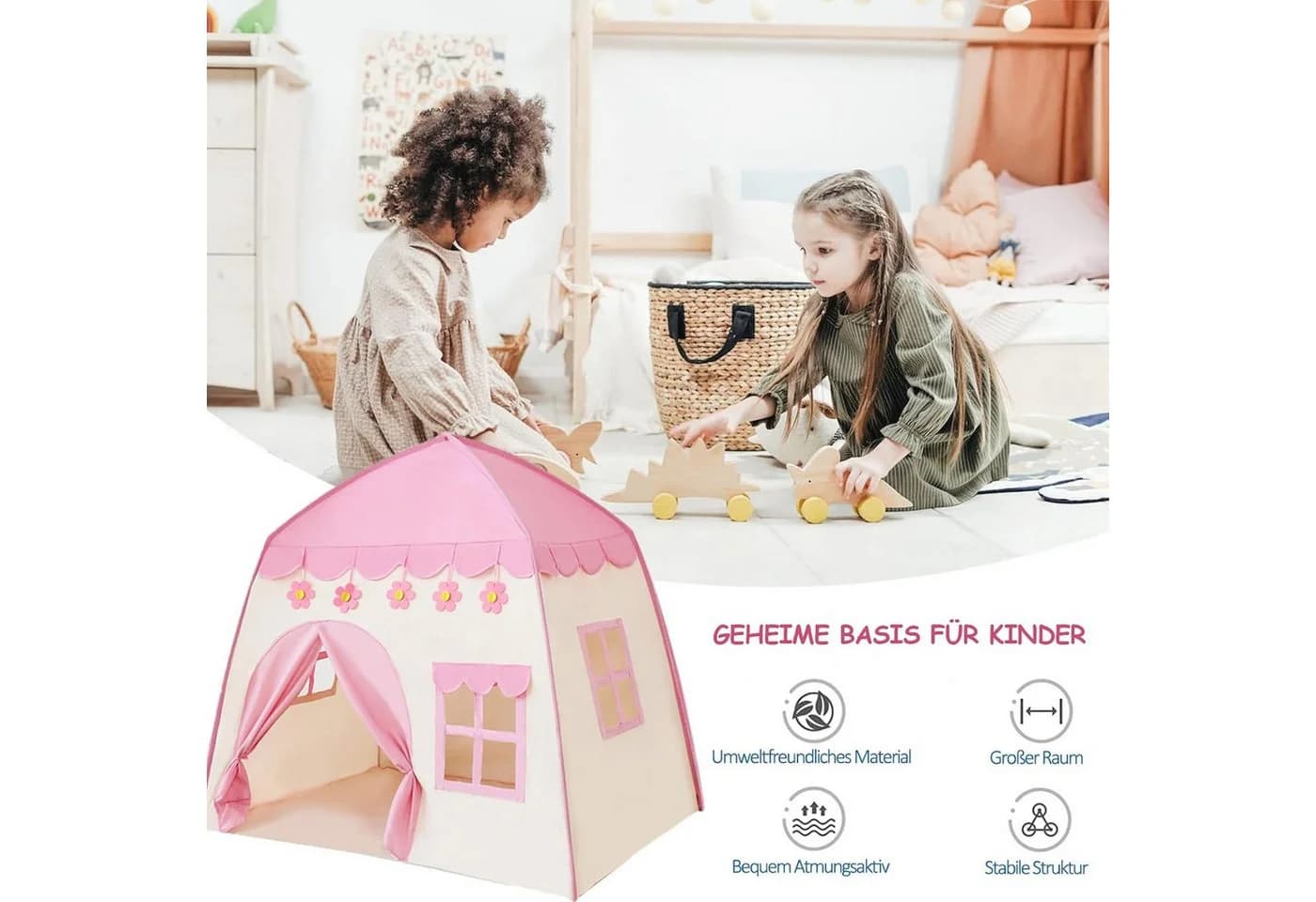 JRUKM Kinder Spielzelt Prinzessin Rosa mit Tragetasche - Bild 3