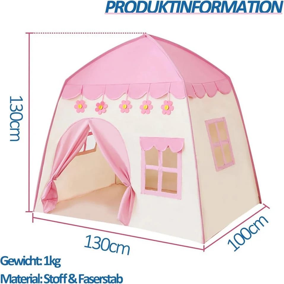 JRUKM Kinder Spielzelt Prinzessin Rosa mit Tragetasche - Bild 4