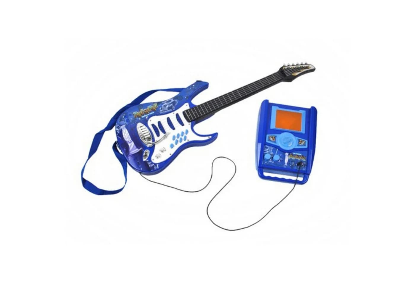 KRUZZEL Spiel-Gitarre Kinder Musikspielzeug Set Gitarre mit Verstärker Mikrofon Blau - Bild 4