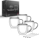 LIBWYS Doppelwandige Kaffeetassen aus Glas 4x250 ml mit Griff und Löffel Bild 2