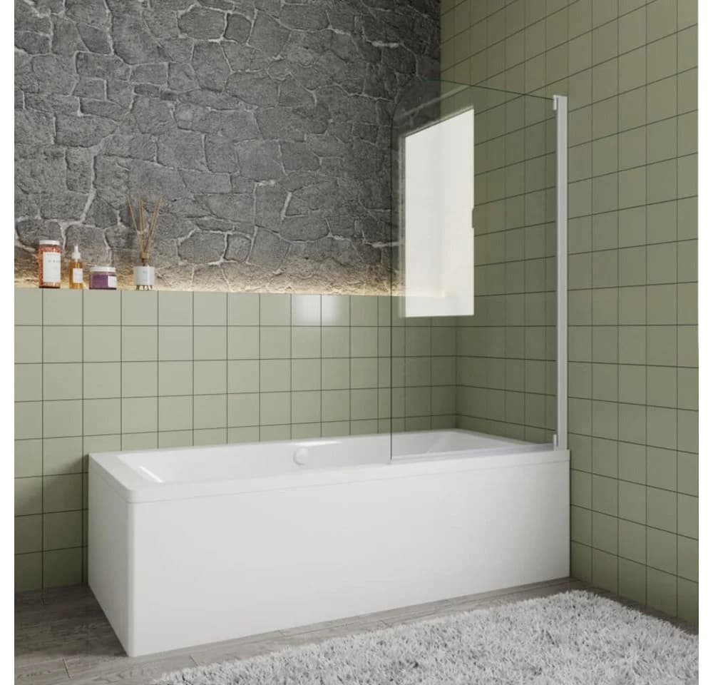 Duschparadies Duschwand 140cm anthrazitweiß Glas Aufsatz Duschabtrennung Badewanne Trennwand - Bild 2