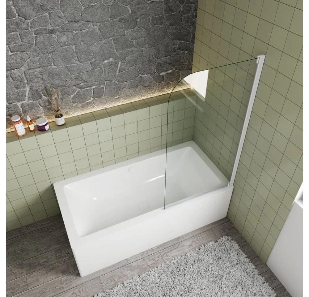 Duschparadies Duschwand 140cm anthrazitweiß Glas Aufsatz Duschabtrennung Badewanne Trennwand - Bild 3