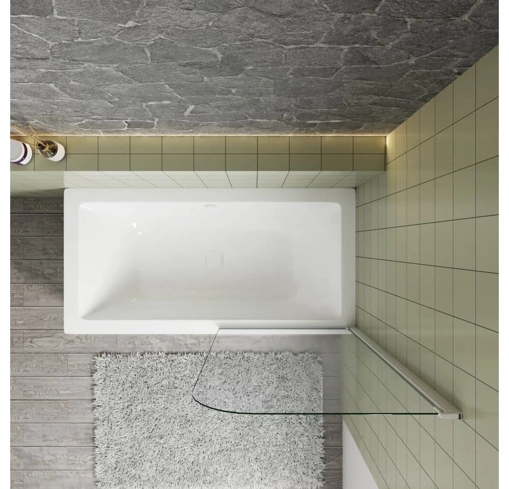 Duschparadies Duschwand 140cm anthrazitweiß Glas Aufsatz Duschabtrennung Badewanne Trennwand - Bild 4