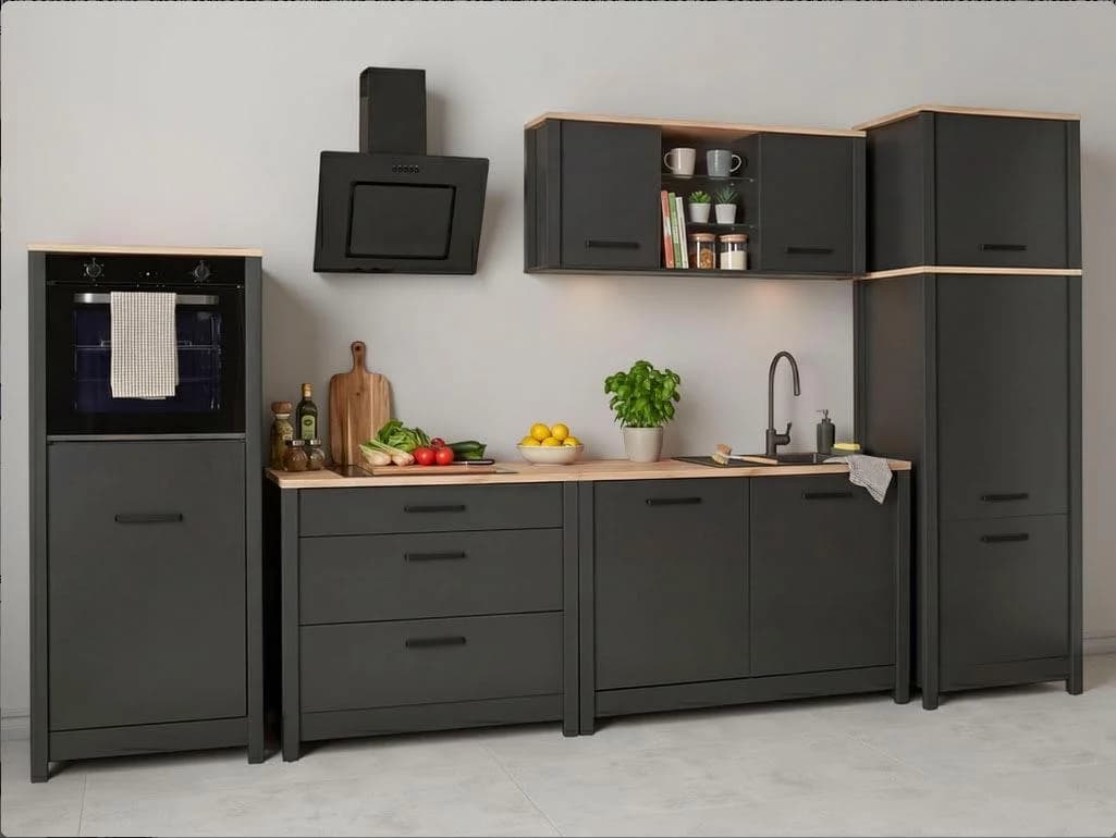 Inter Link Küchenzeile Veneto Anthrazit Eiche Artisan Nachbildung - Bild 2