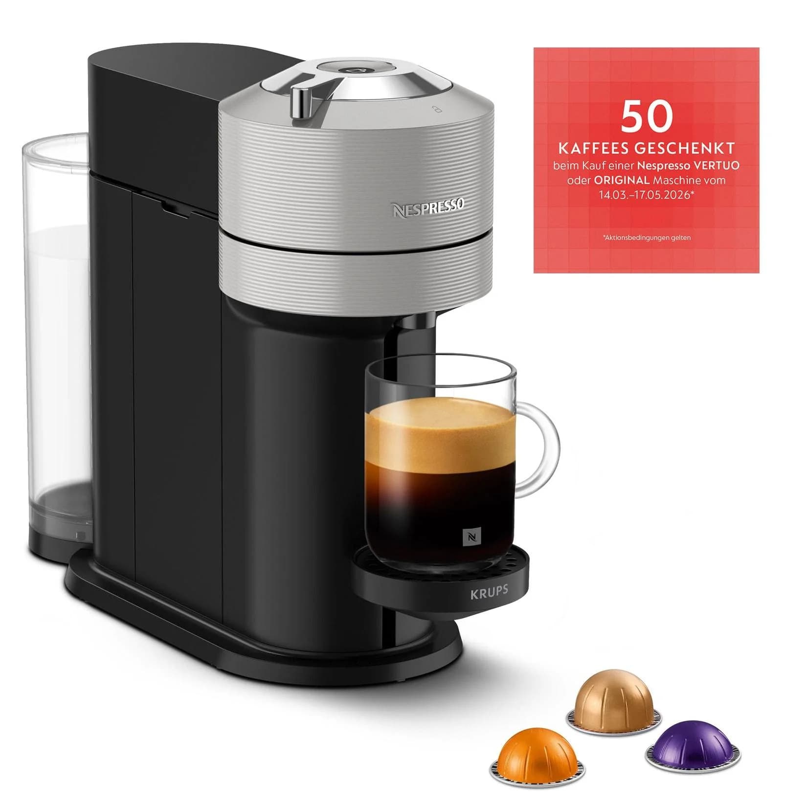 Nespresso Vertuo Next Basic XN910B Kapselmaschine Grau