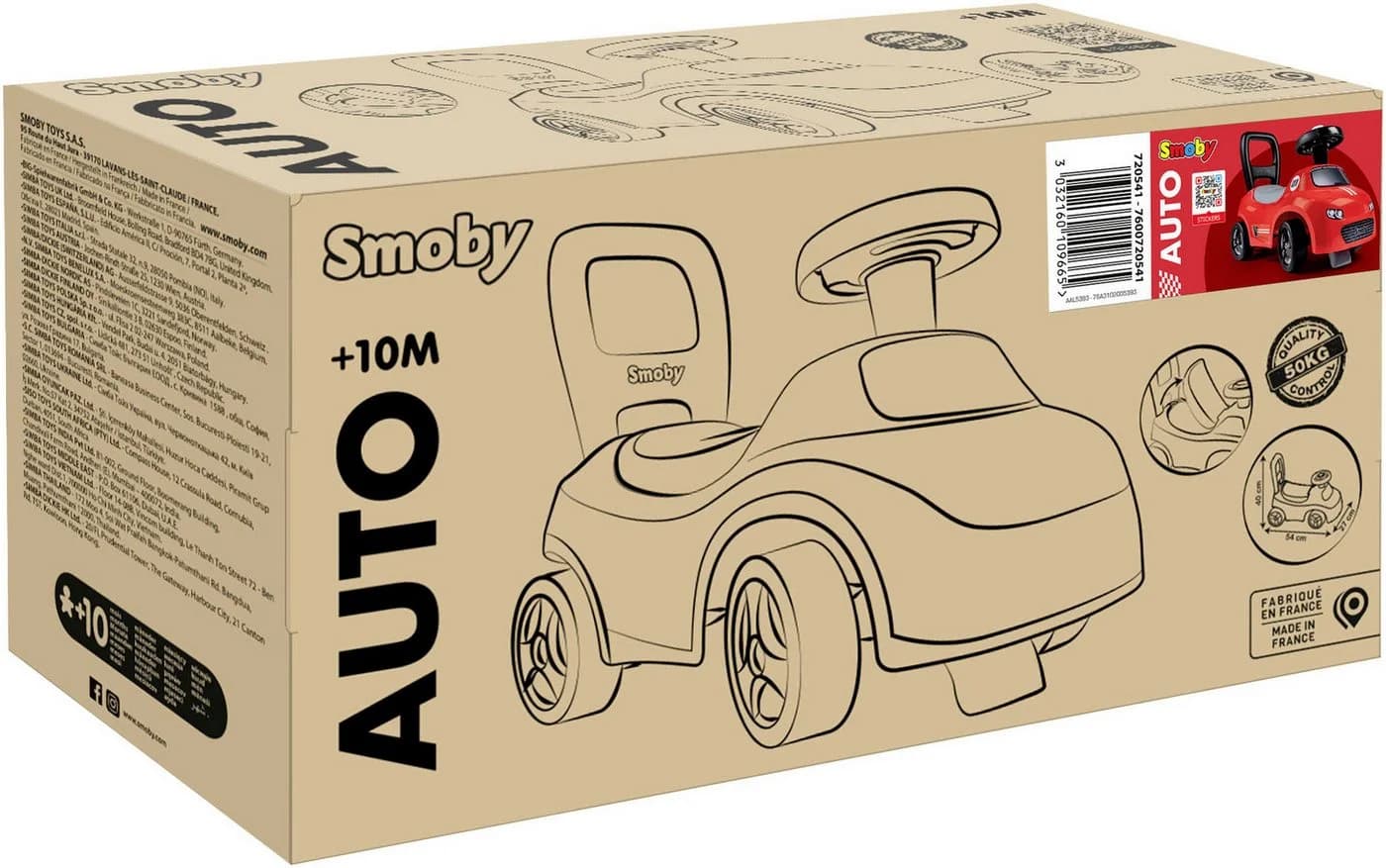 Smoby Rutscherauto Rot - Kinderfahrzeug mit Hupe und Rückenstütze - Bild 4