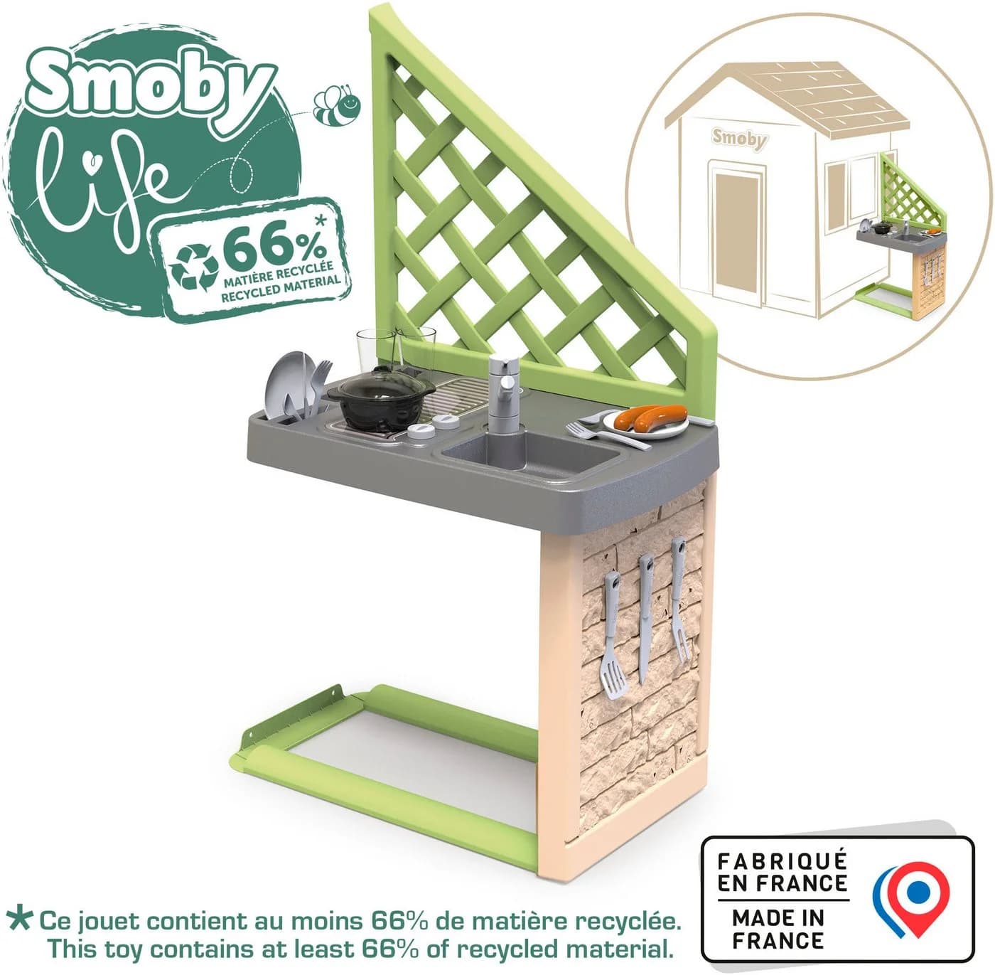 Smoby Life Outdoor-Spielküche Bunt 17-tlg. Zubehör UV-beständig