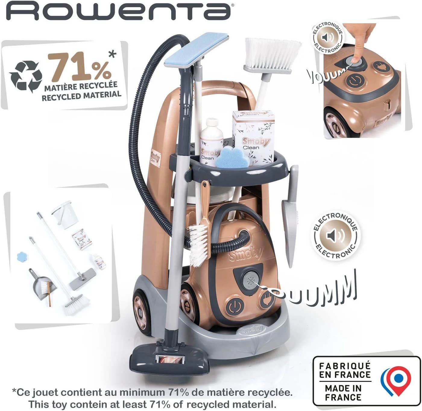 SMOBY Kinder-Putzwagen Rowenta Reinigungstrolley Bronze