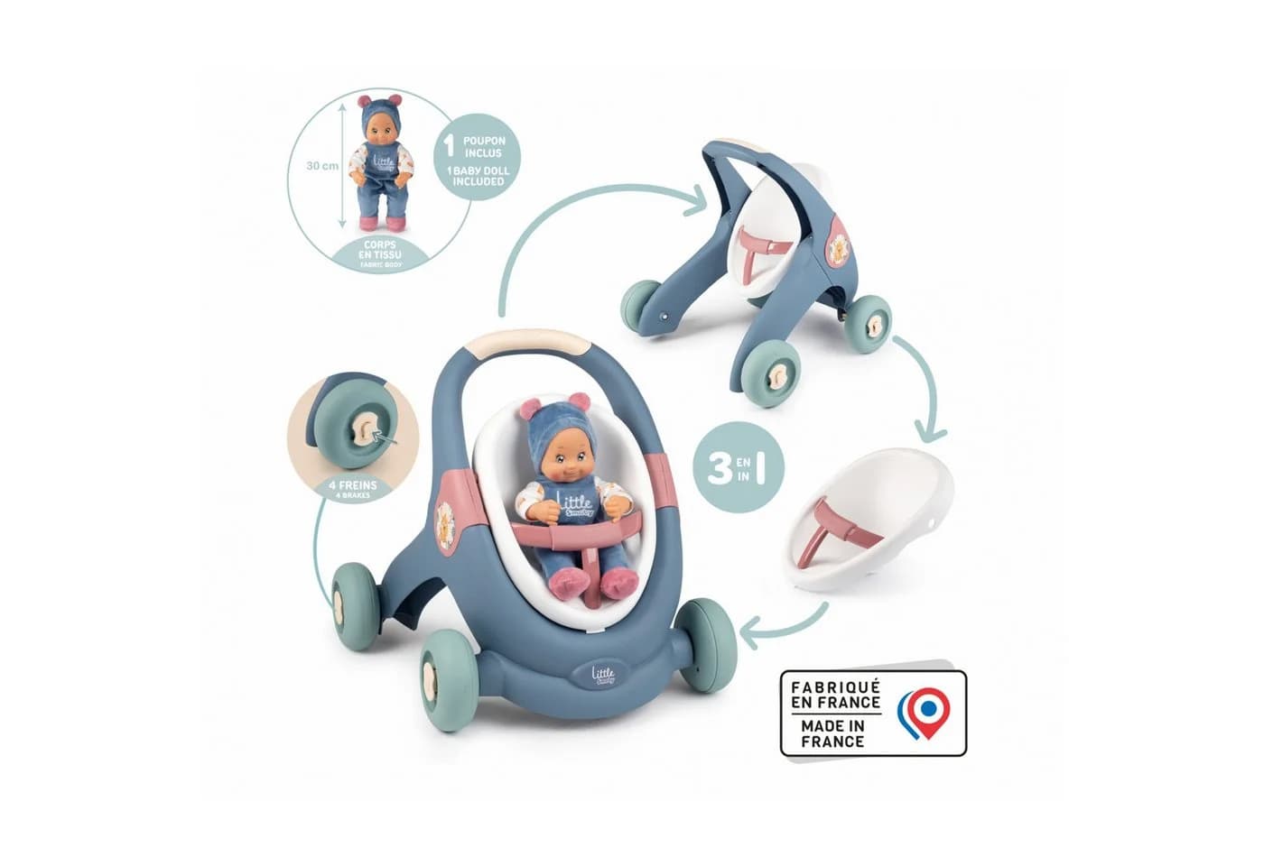 Smoby Little 3-in-1 Lauflernwagen mit Puppe - Bild 2