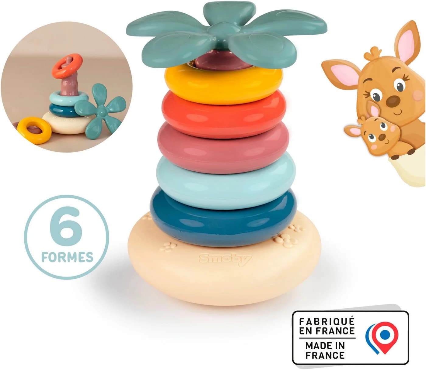 Smoby Steckspielzeug LS Stehauf-Ringpyramide Bunt Made in Europe