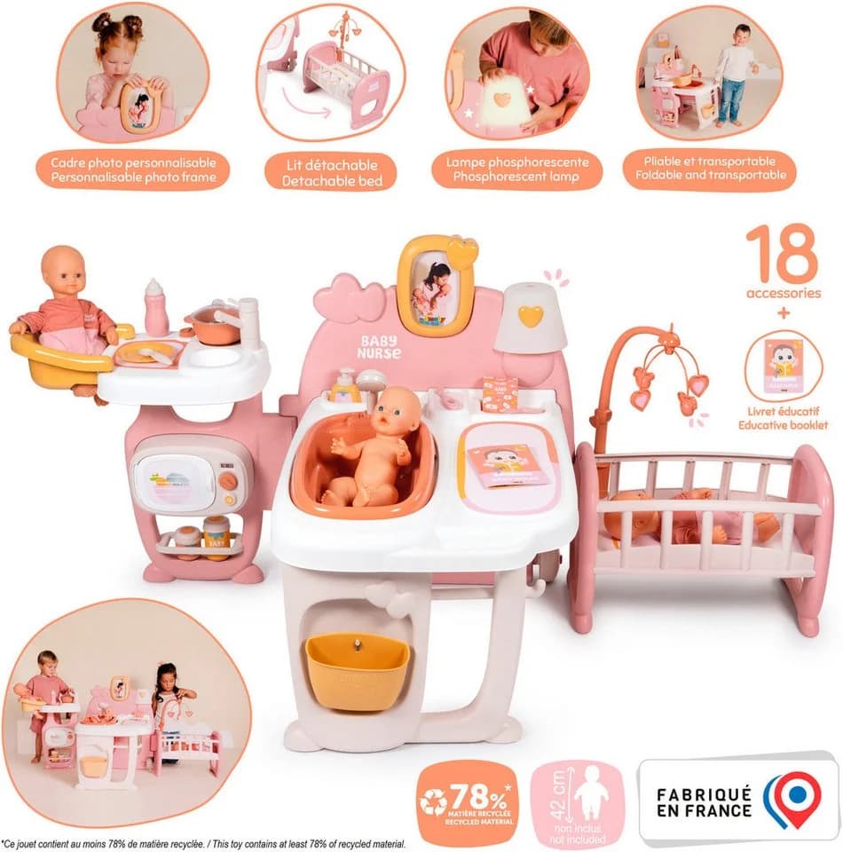 Smoby Puppen Pflegecenter Baby Nurse Puppen-Spielcenter Rosa