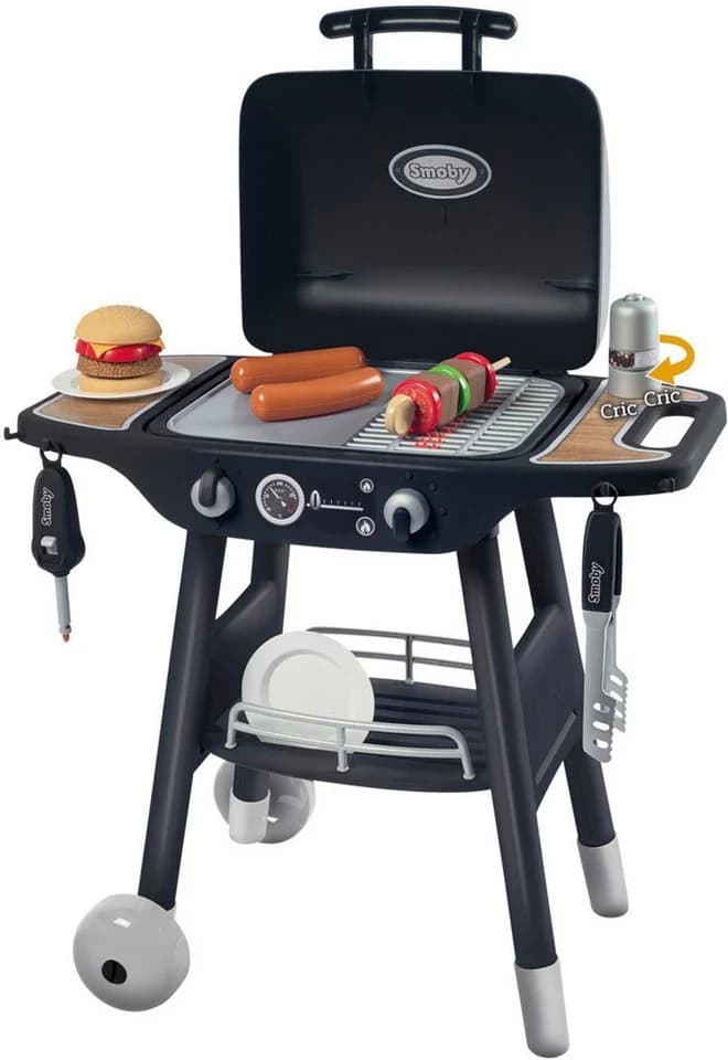 Smoby Kinder-Grill Barbecue Schwarz Grau mit 18 Zubehörteilen - Bild 2
