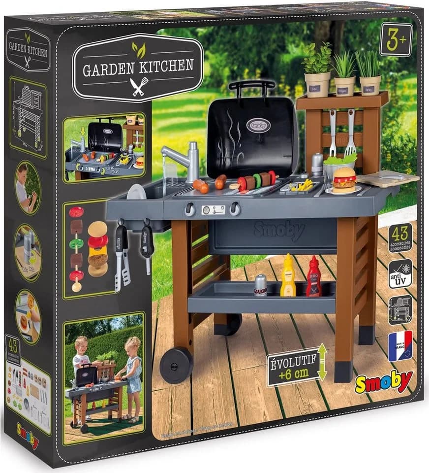 Smoby Outdoor Gartenküche Bunt mit Grill und Wasserpumpfunktion