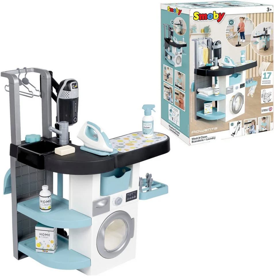 Smoby Kinder-Waschmaschine Rowenta Haushalts-Set Bunt