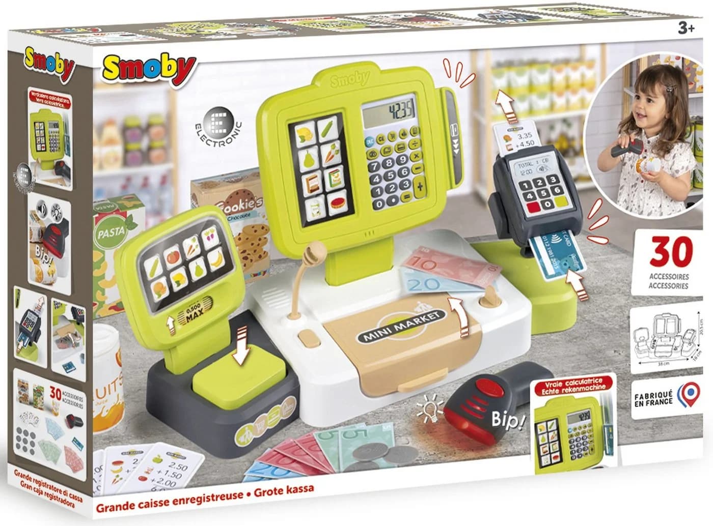 Smoby Elektronische Supermarktkasse XL mit Licht- und Soundeffekten, Grün - Bild 5