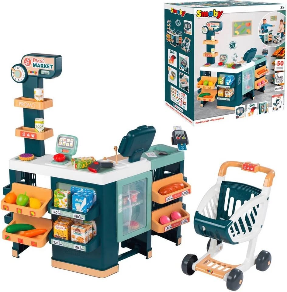 Smoby Supermarkt Maxi mit Einkaufswagen blau Sound Lichteffekte - Bild 3