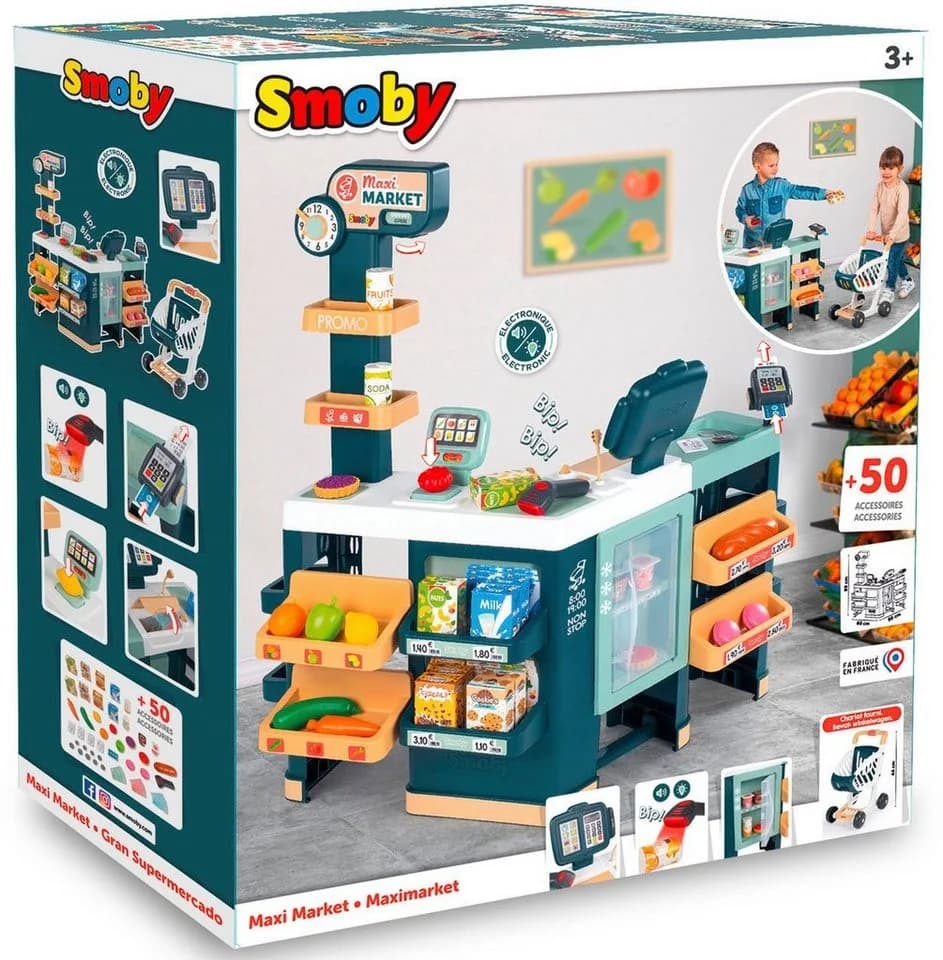 Smoby Supermarkt Maxi mit Einkaufswagen blau Sound Lichteffekte - Bild 4