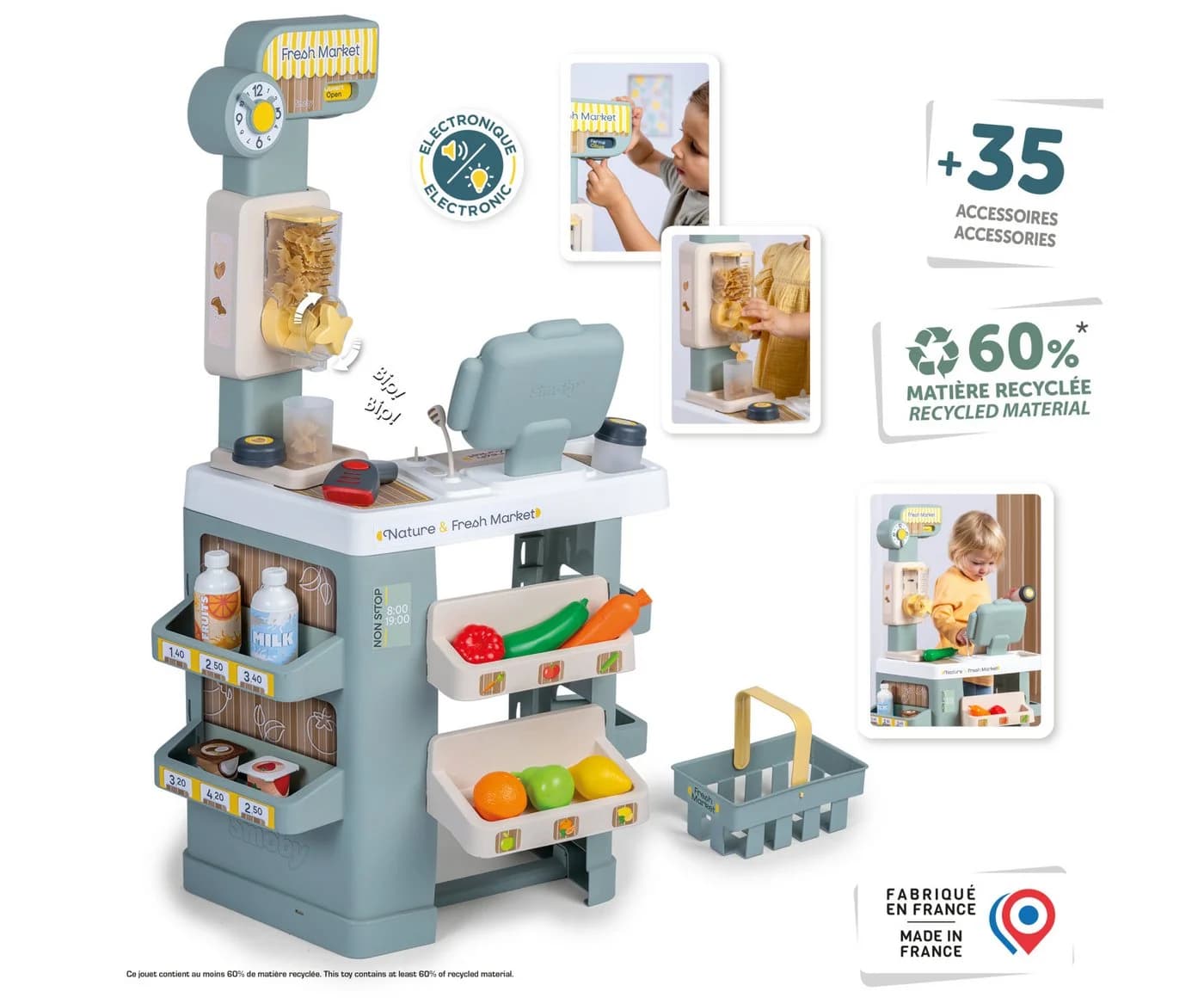 Smoby Kaufladen Supermarkt Natur & Fresh Market mit Kasse & Lebensmittelspender