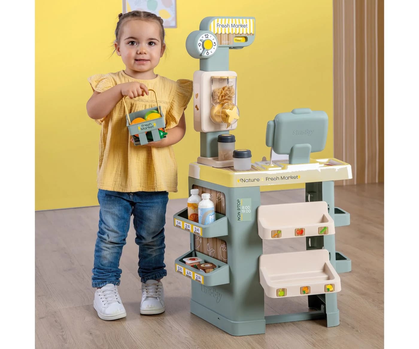 Smoby Kaufladen Supermarkt Natur & Fresh Market mit Kasse & Lebensmittelspender - Bild 3