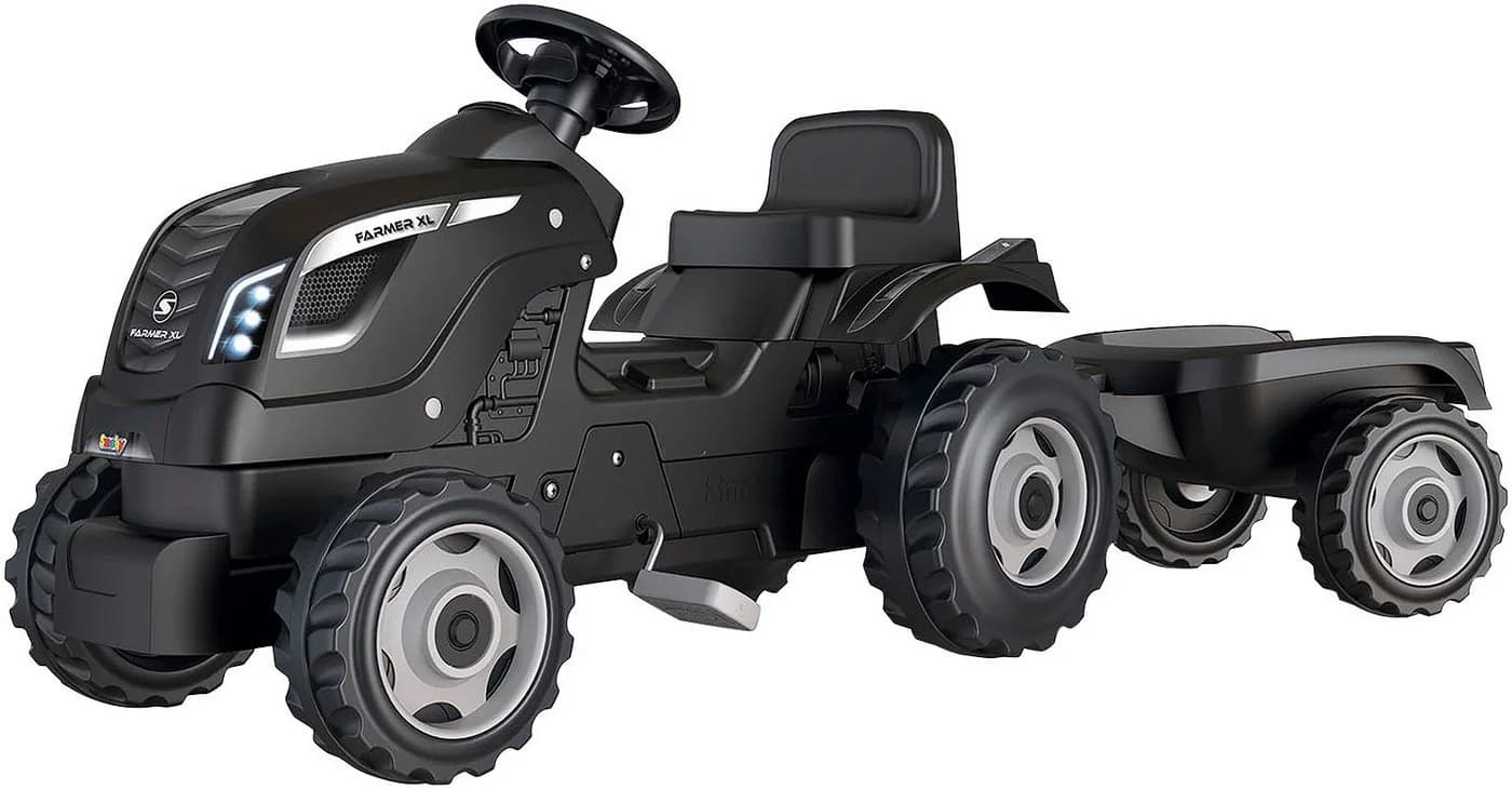 Smoby Trettraktor Farmer XL Schwarz mit Anhänger