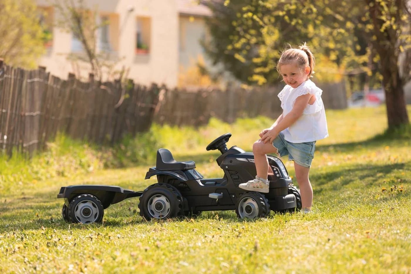 Smoby Trettraktor Farmer XL Schwarz mit Anhänger - Bild 5