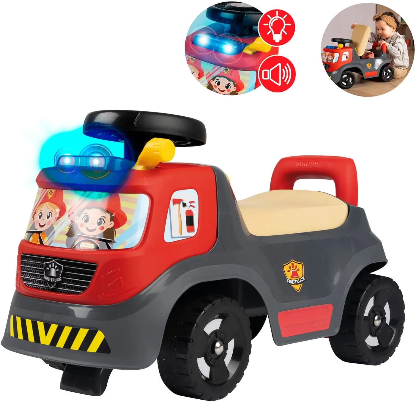 Smoby Rutscherauto Feuerwehr mit Licht, Sirene und Staufach - Bild 4