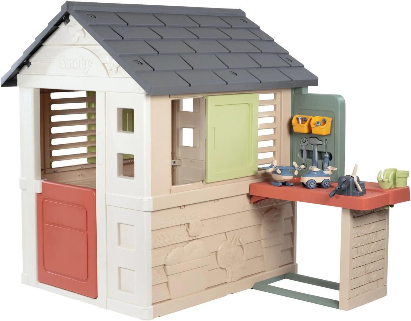 Smoby Spielhaus Smoby Life Natur mit Werkstatt, Made in Europe - Bild 2