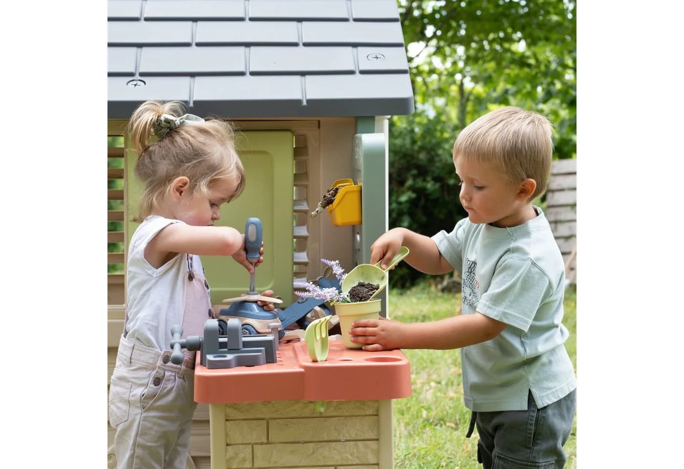 Smoby Spielhaus Smoby Life Natur mit Werkstatt, Made in Europe - Bild 5