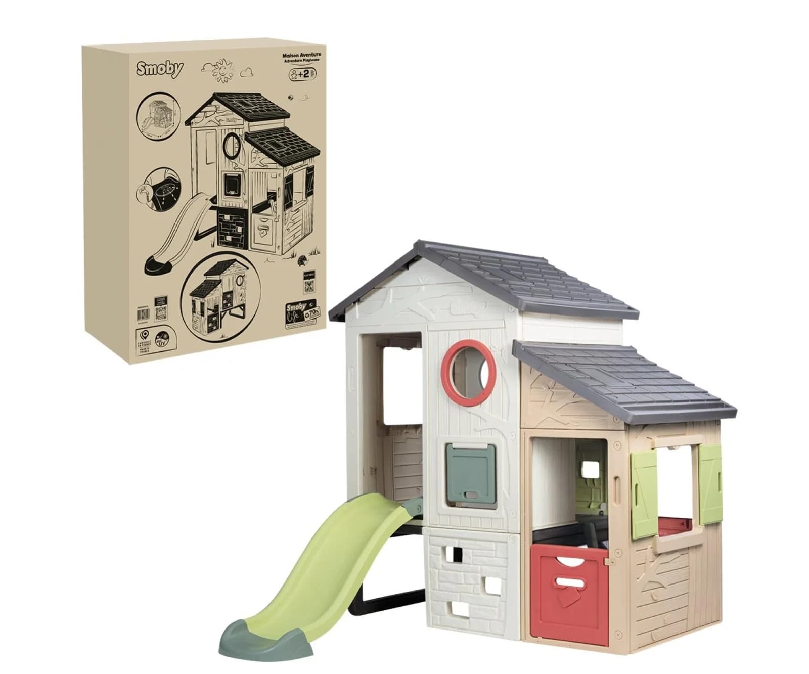 Smoby Life Aventure Spielhaus Bunt mit Rutsche und Kletterwand