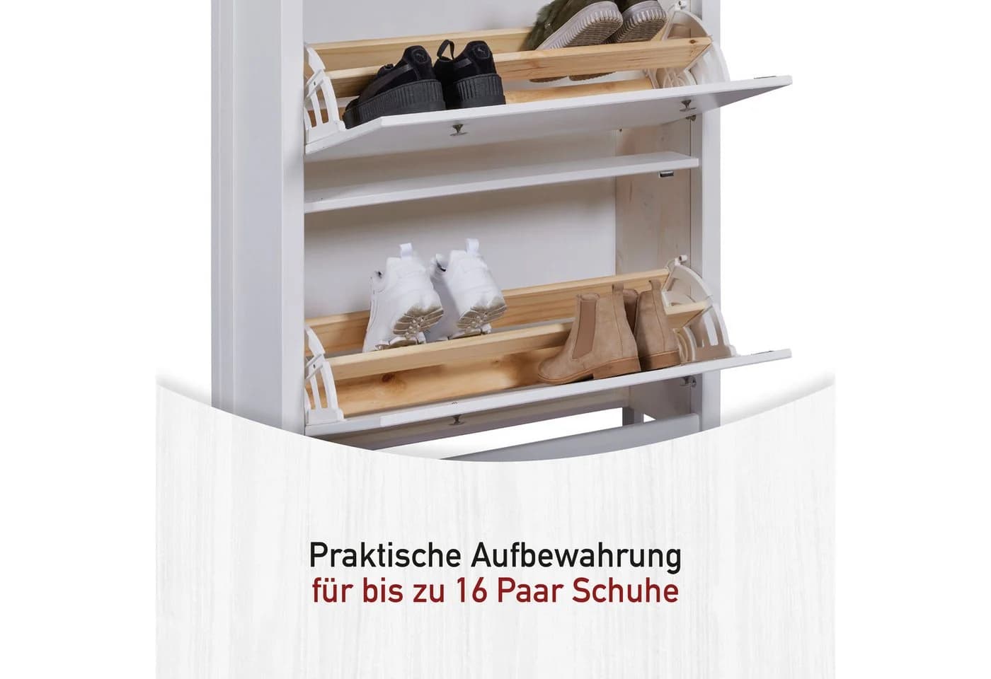 INTER LINK Schuhkommode Pinora Weiß Massivholz Skandi Look - Bild 4