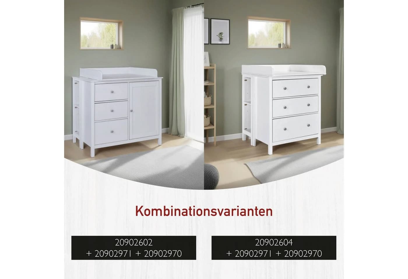 Inter Link Wickelaufsatz Pinora Weiß Massivholz Skandi Look - Bild 3
