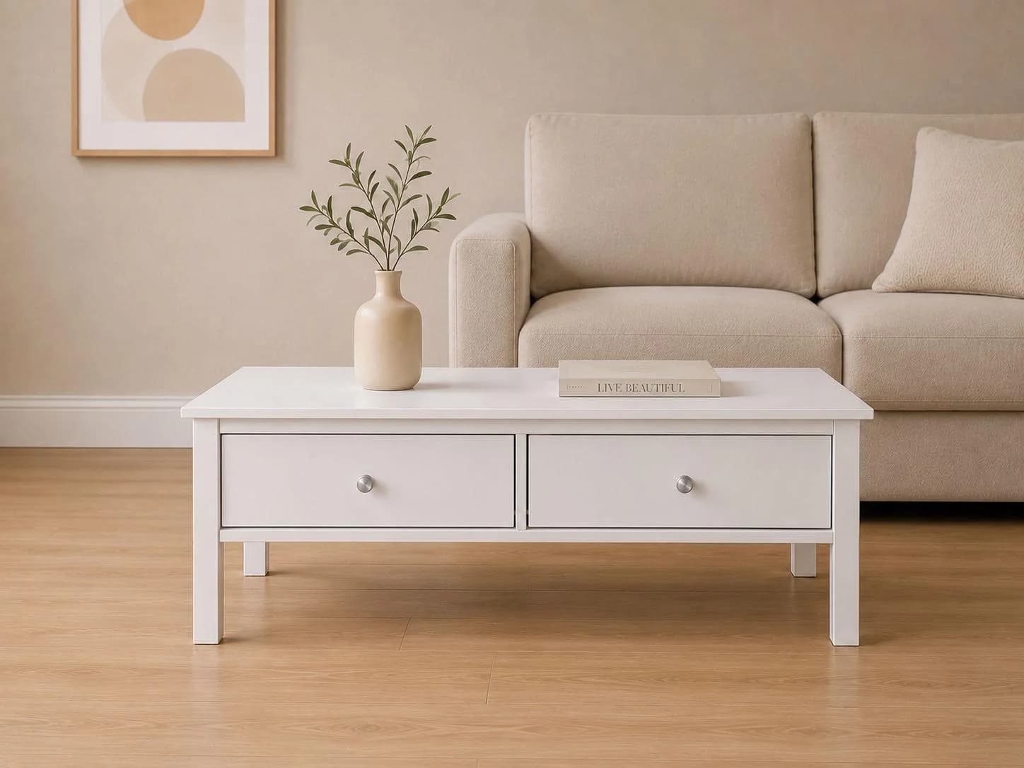 Inter Link Couchtisch Pinora Weiß Lackiert Massivholz