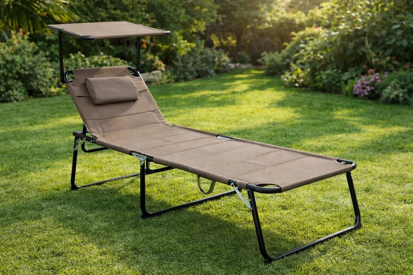 Linder Exclusiv Gartenliege XXL mit Sonnendach klappbar - Bild 3