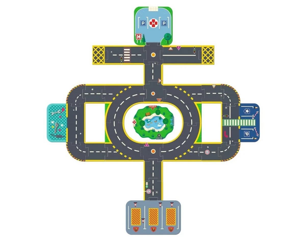DJECO Bodenpuzzle Riesen Stadt Crazy Motors 27 Teile - Bild 2