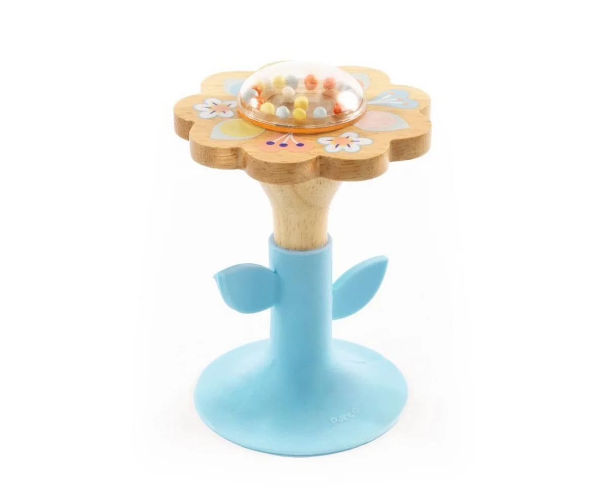 DJECO Baby Swipi Saugrassel Blume Holz Rassel für Babys ab 3 Monaten - Bild 2