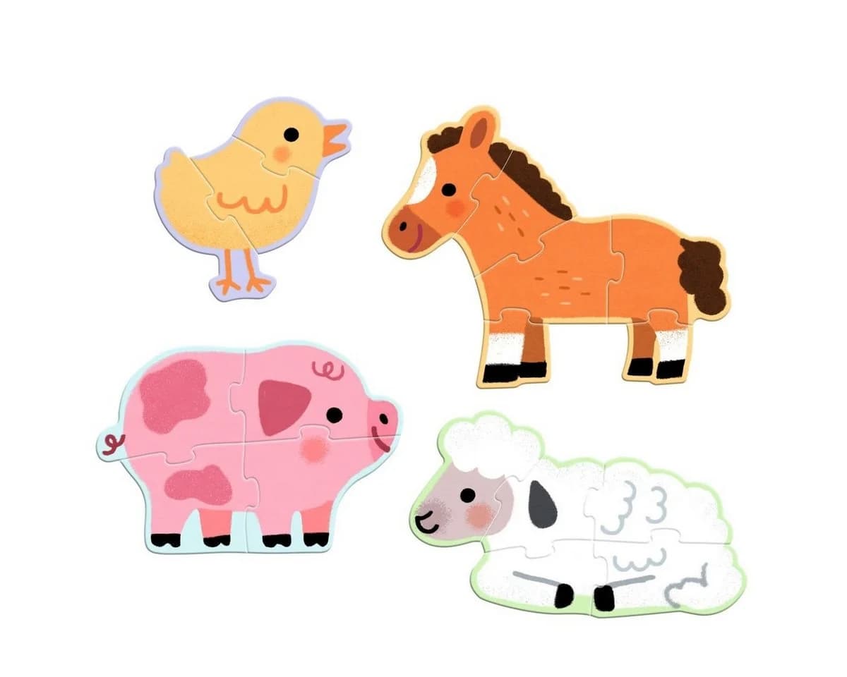 DJECO Bauernhof-Puzzle für Kinder - Erste Puzzlespiel mit 12 Teilen