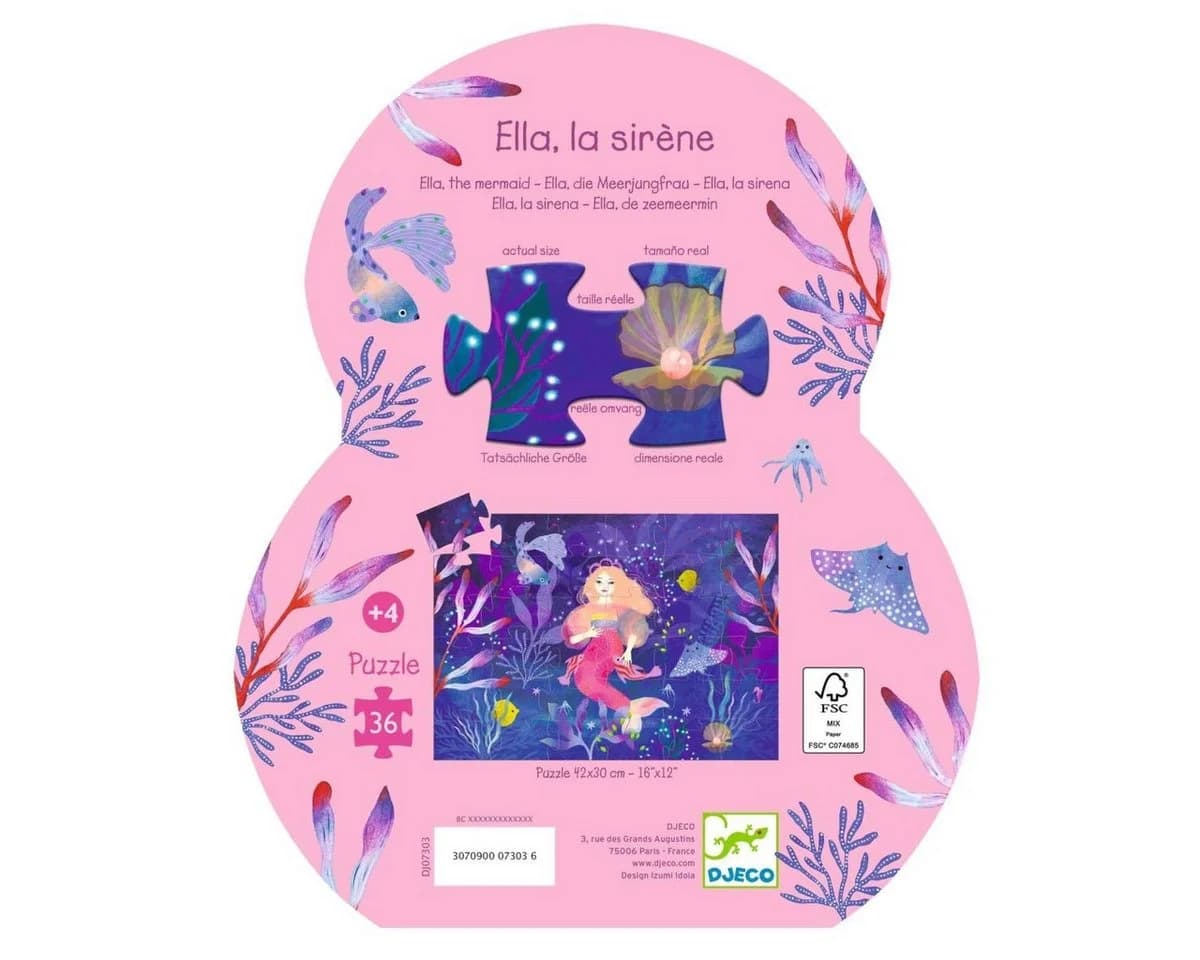 DJECO Puzzle Meerjungfrau Ella 36 Teile Bunt Kinderpuzzle - Bild 5