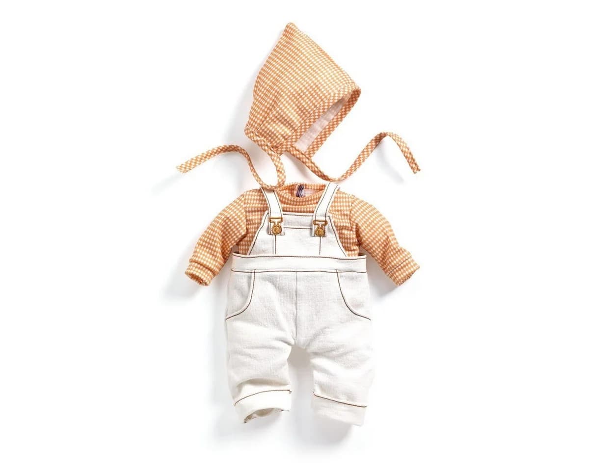 DJECO Puppenkleidung POMEA Latzhose Cannelle für Puppen 30-34 cm