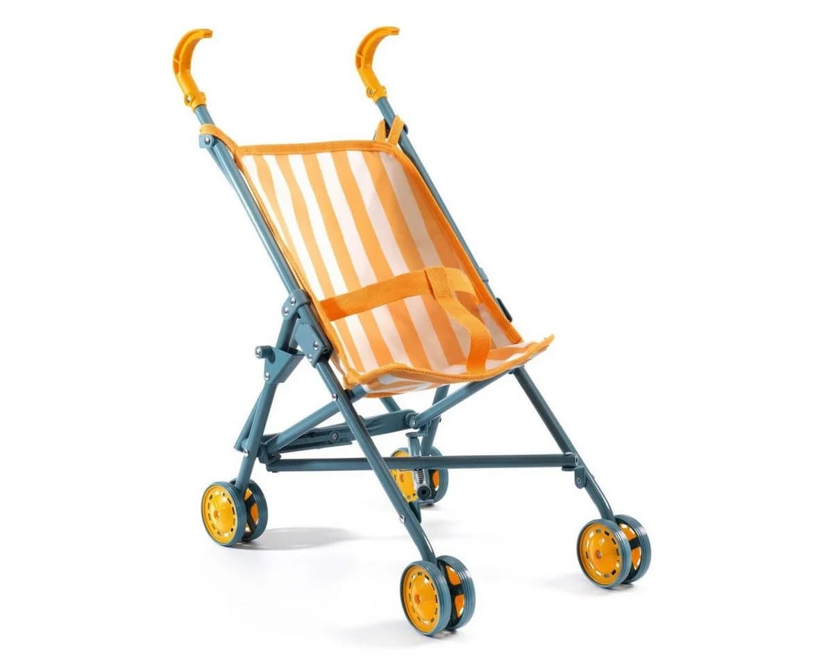 DJECO Puppenbuggy Sunshine Faltbarer Kinderwagen Gelb Weiß Blau - Bild 2